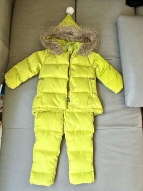 Kabwayu Kids Goose Down Snowsuit Set Jacket Pants Size 3-4 Y Lime Green NWT